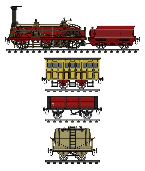 历史蒸汽火车的手绘 — 图库矢量图片