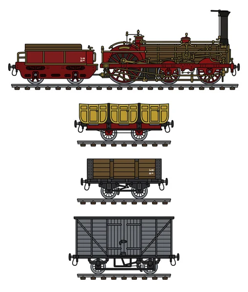 Disegno Mano Uno Storico Treno Vapore — Vettoriale Stock