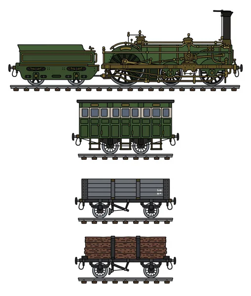 Desenho Manual Trem Vapor Histórico —  Vetores de Stock