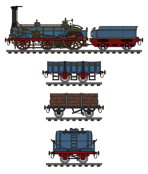 Dibujo Mano Tren Vapor Histórico — Vector de stock