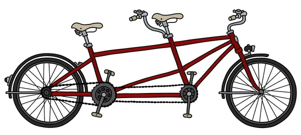 Desenho Mão Uma Bicicleta Tandem Vermelha —  Vetores de Stock