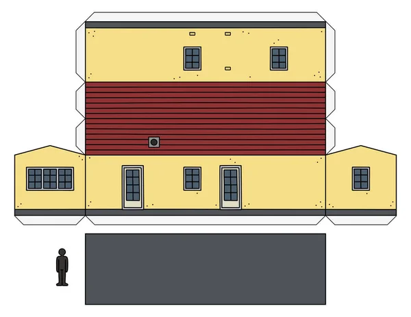 Papírový Model Béžové Mobilhome — Stockový vektor