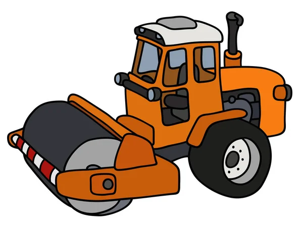 Hand Drawing Orange Road Roller — Stock Vector