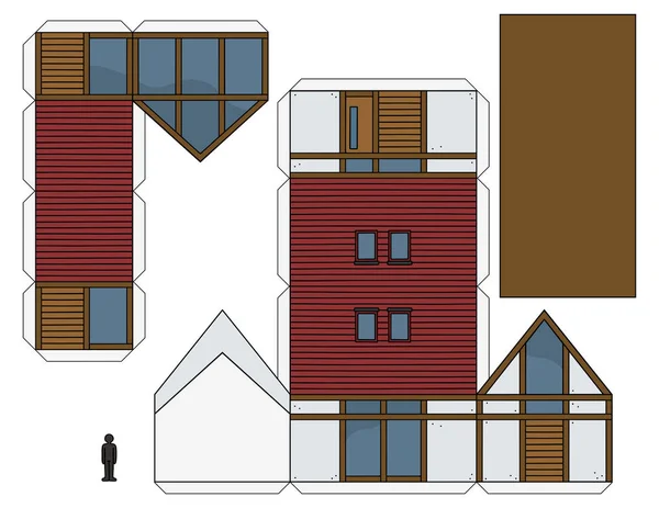 Modelo Papel Una Casa Diseño Moderno — Vector de stock