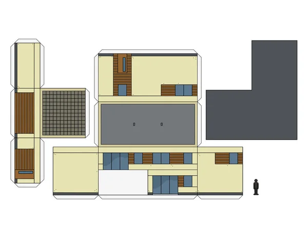 Modelo Papel Una Casa Moderna — Vector de stock