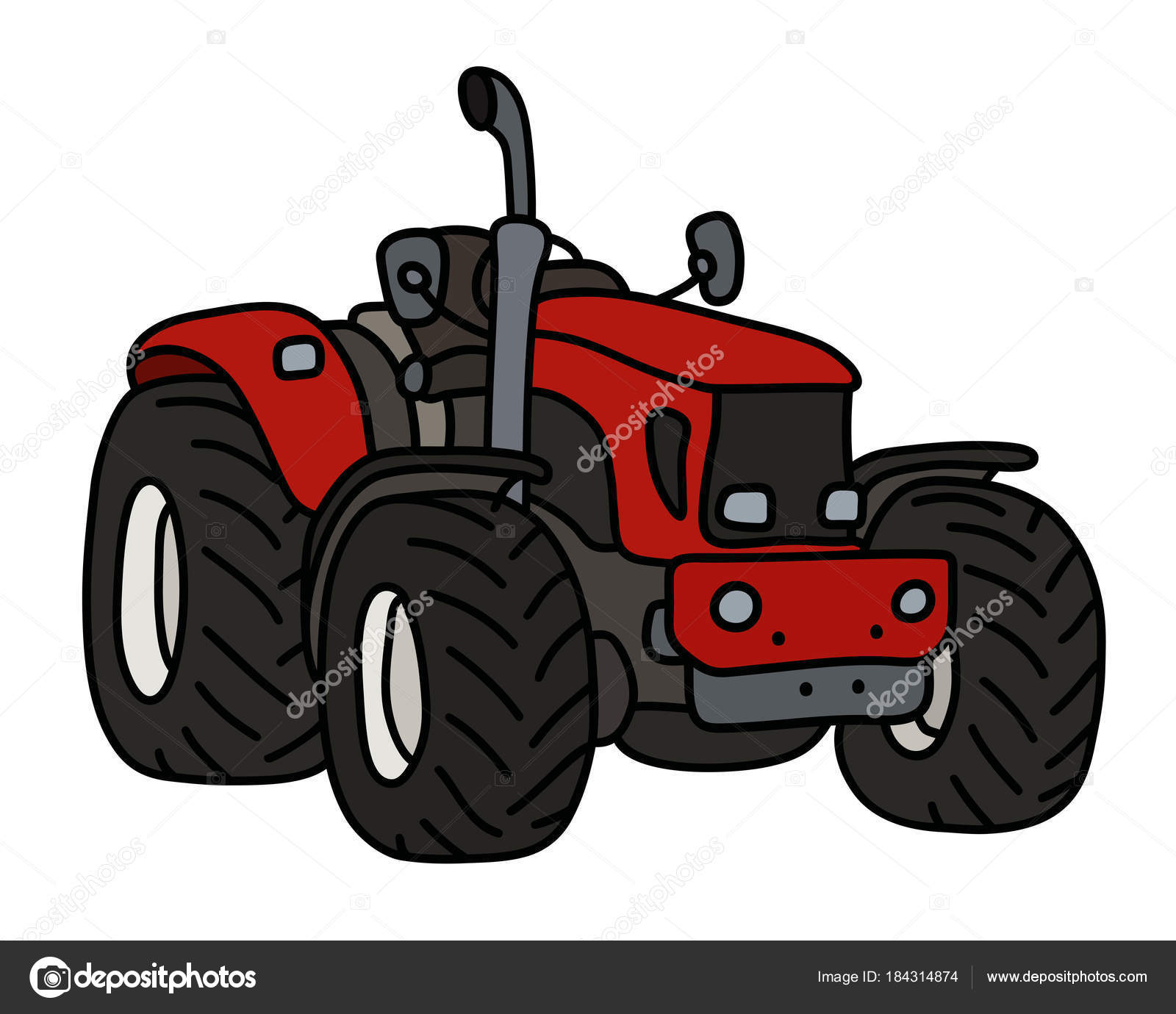 Dessin Main Tracteur Lourd Ouvert Rouge image vectorielle ...