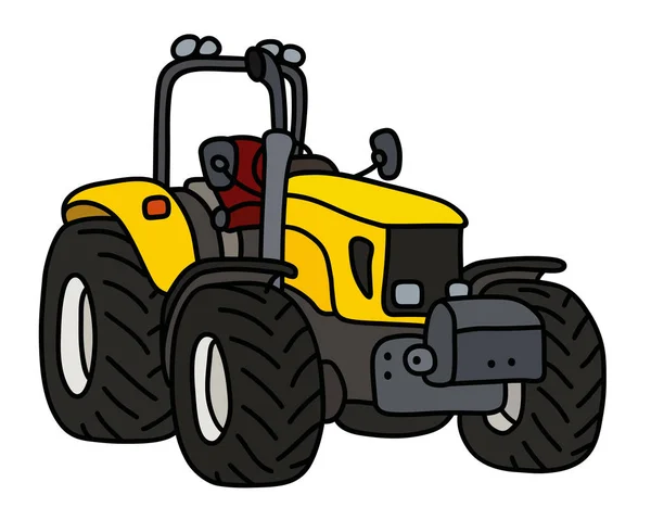 Hand Drawing Yellow Open Heavy Tractor — Stock Vector