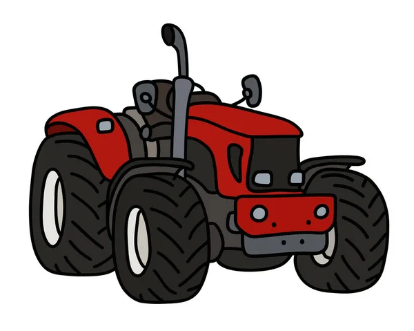 Dibujo Mano Tractor Pesado Rojo Abierto — Archivo Imágenes Vectoriales