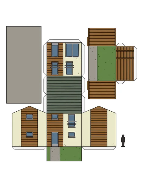 Das Papiermodell Eines Modernen Kleinen Hauses — Stockvektor