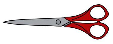 Kırmızı plastik saplı makasla