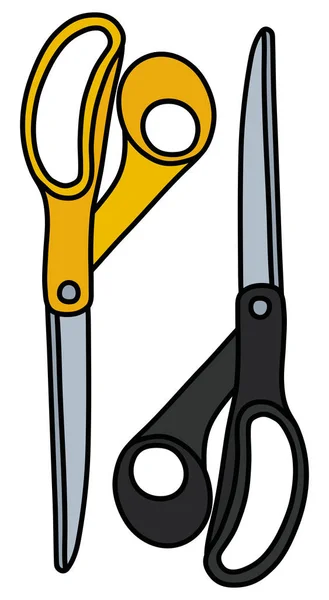 Scissors Black Yellow Plastic Handle — Stock Vector