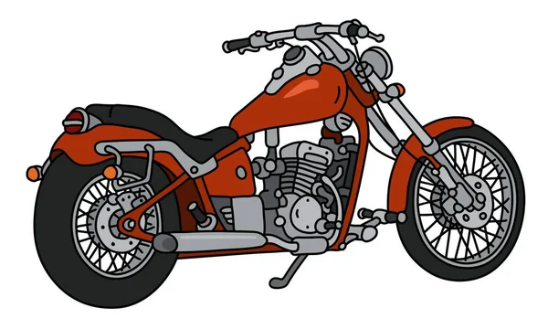 Hand Tekening Van Een Rode Zware Chopper — Stockvector