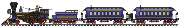 Dibujo Mano Tren Vapor Americano Vintage Del Oeste Salvaje — Vector de stock