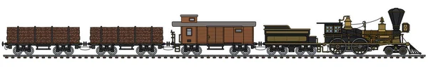 Desenho Mão Trem Vapor Vintage Americano Selvagem Oeste —  Vetores de Stock