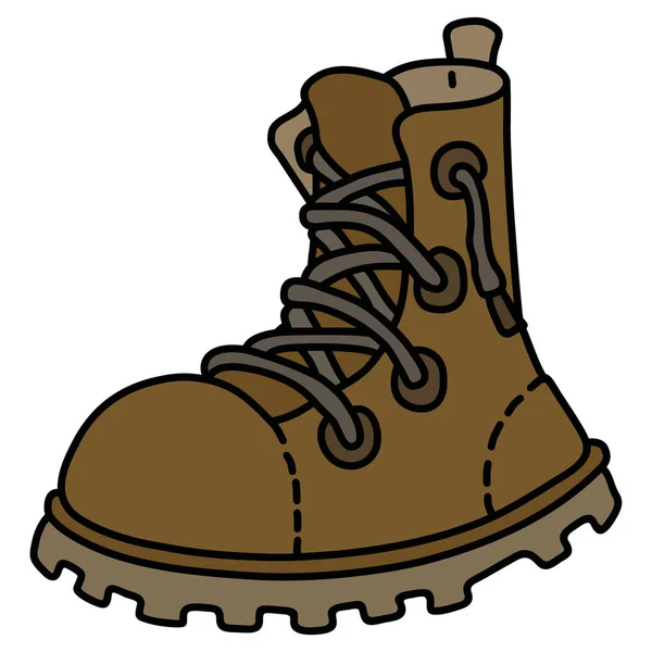 Dessin Main Une Chaussure Travail Laçage Cuir — Image vectorielle