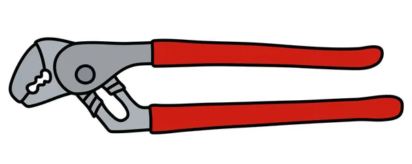 Kırmızı Plastik Saplı Bir Ngiliz Anahtarıyla Çizim — Stok Vektör