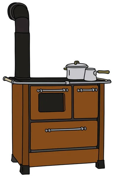 Cocina Marrón Retro Estufa — Vector de stock