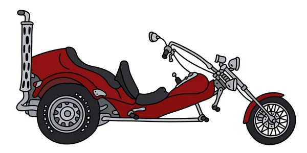 Piros Nehéz Motoros Tricikli — Stock Vector