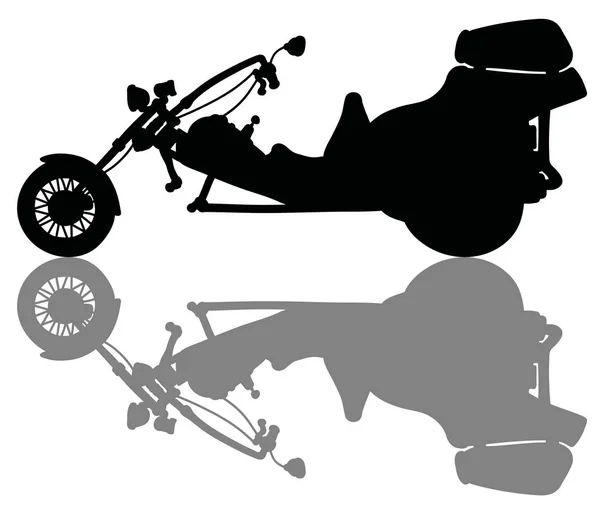 Die Schwarze Silhouette Eines Schweren Motorrad Dreirads — Stockvektor