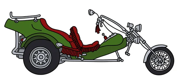 Triciclo Verde Motor Pesado — Vetor de Stock
