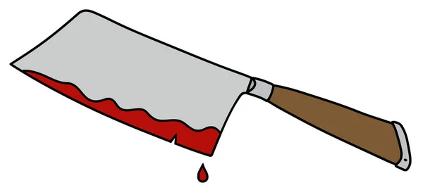 Dibujo Mano Divertido Cortador Carne Una Sangre — Vector de stock