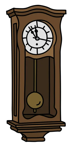 Vector Illustration Vintage Wooden Pendulum Clock — Stock Vector