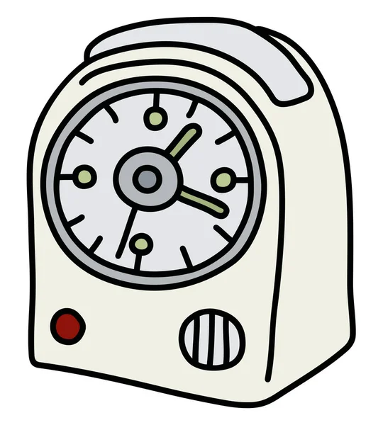 Beyaz Küçük Bir Plastik Alarm Saat Vektör Çizim — Stok Vektör