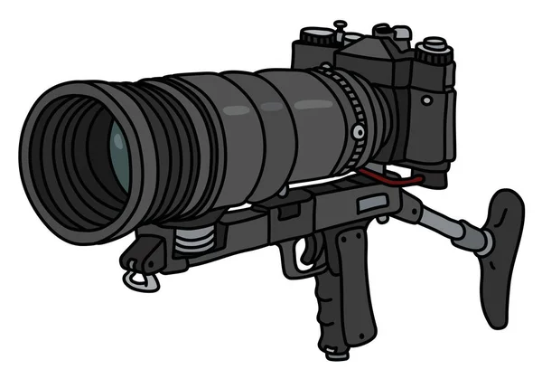 Ilustración Vectorial Rifle Fotográfico Grande Negro — Vector de stock