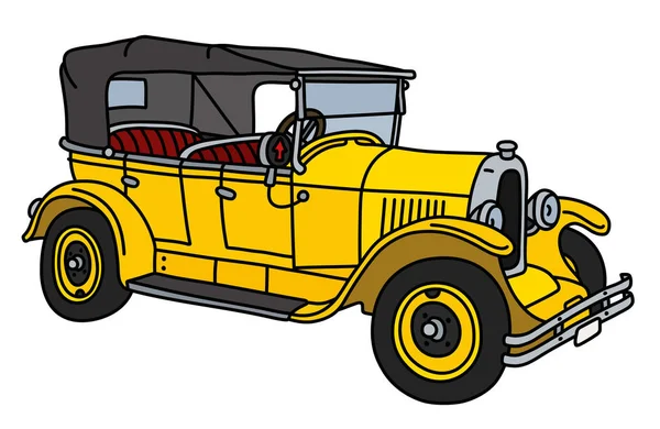 Vintage Bir Sarı Cabrio Vektör Çizim — Stok Vektör