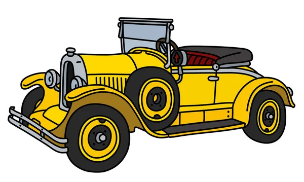 Illustration Vectorielle Petit Cabriolet Jaune Vintage — Image vectorielle