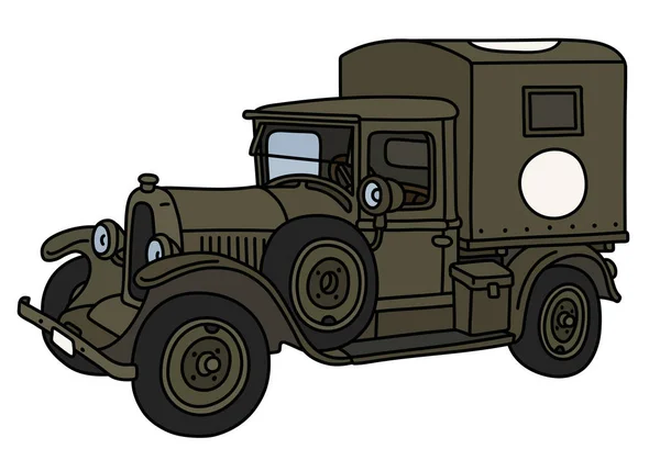 Vector Illustration Vintage Military Ambulance Truck — Stock Vector