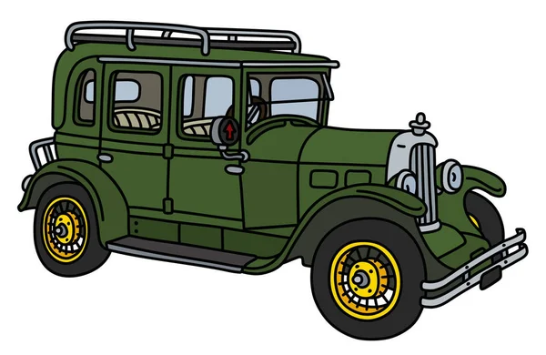 Die Vektorillustration Einer Grünen Oldtimer Limousine — Stockvektor