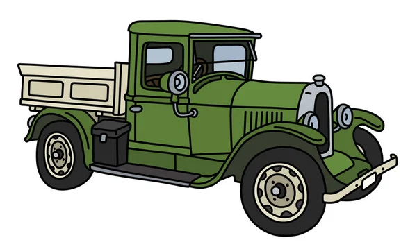 Vectorillustratie Van Een Vintage Groene Vrachtwagen — Stockvector