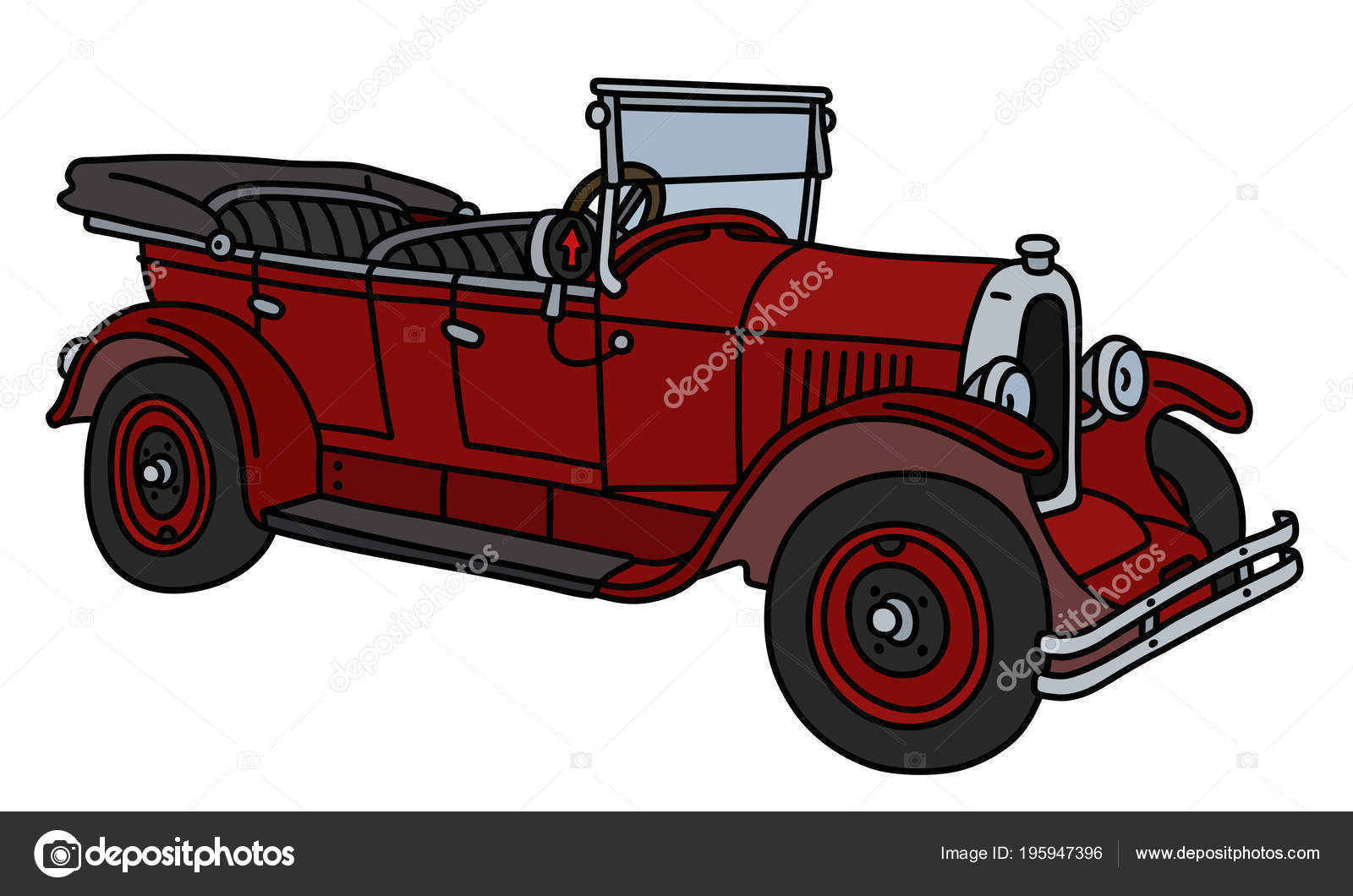 Vector Illustration Vintage Red Convertible Stock Vector Image by ©2v