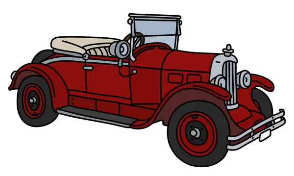 Vintage Kırmızı Küçük Cabriolet Vektör Çizim — Stok Vektör