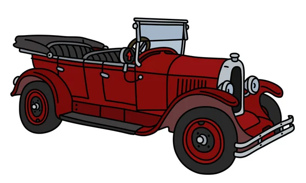Vectorillustratie Van Een Vintage Rode Cabrio — Stockvector