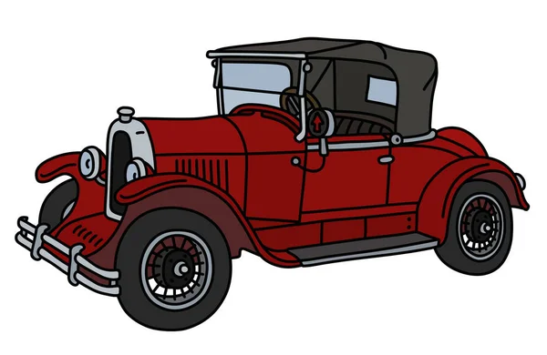 Vectorillustratie Van Een Vintage Rode Kleine Cabriolet — Stockvector