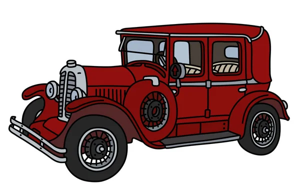 Vectorillustratie Van Een Vintage Rode Limousine — Stockvector