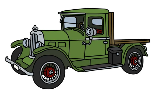 Die Vektorillustration Eines Grünen Oldtimer Lastwagens — Stockvektor
