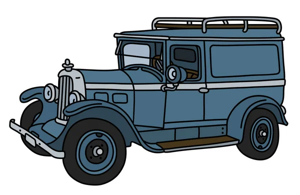 Vector Illustration Vintage Blue Service Van — Stock Vector