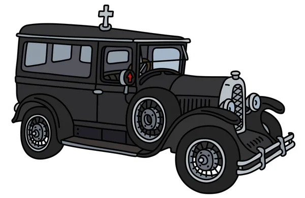 Vector Illustration Vintage Black Funeral Car — Stock Vector