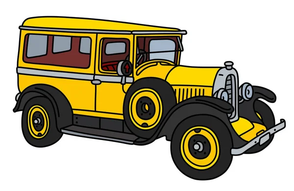 Illustration Vectorielle Une Voiture Livraison Jaune Vintage — Image vectorielle