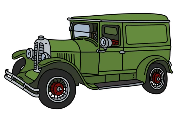 Vector Illustration Vintage Green Delivery Car — Stock Vector