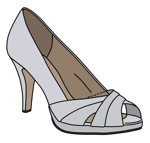 Yüksek Topuklu Beyaz Kadın Ayakkabısının Vektörleştirilmiş Çizimi — Stok Vektör