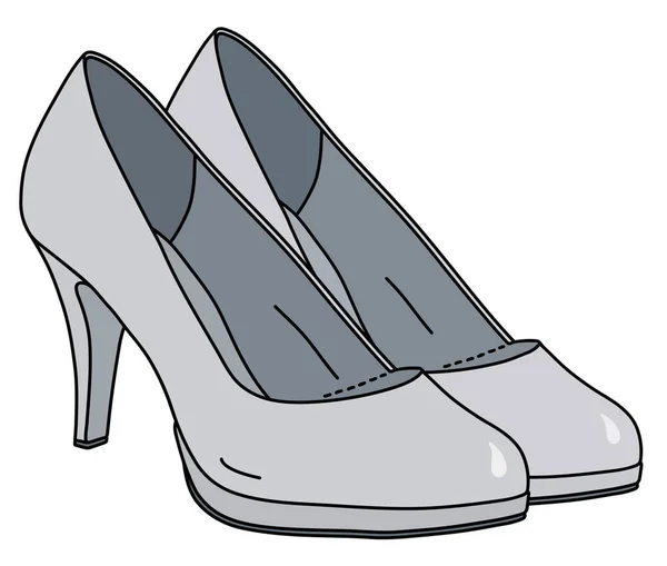 Yüksek Topuklu Beyaz Kadın Ayakkabılarının Vektörlü Çizimleri — Stok Vektör
