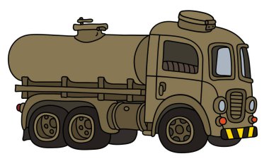 Komik bir zeytin tankının vektörlü el çizimi.