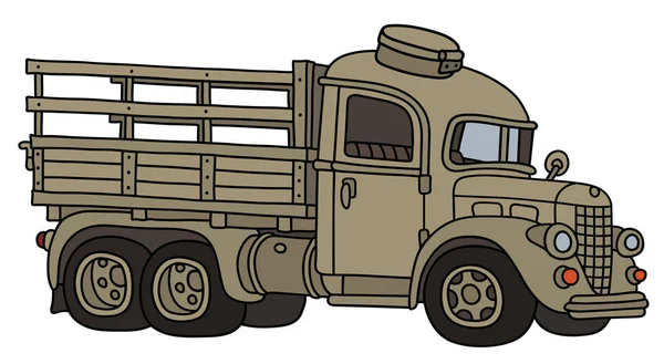 Vectorized Hand Drawing Funny Classic Sand Military Truck — Stock Vector