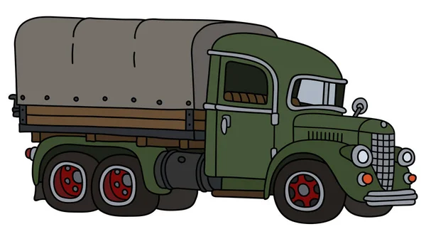 古い緑色のデリバリトラックのベクトル化された手描き — ストックベクタ