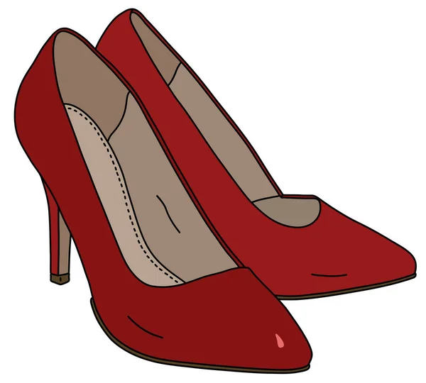 红色女鞋高跟鞋的矢量手绘 — 图库矢量图片