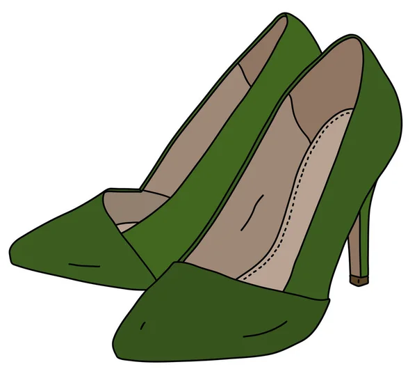 Векторизованный Рисунок Рук Зеленых Женщин Высоких Каблуках — стоковый вектор
